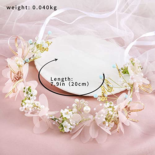 Campsis Pink Flower Girl Headpiece - Wedding Butterfly Headband (Pack of 2)