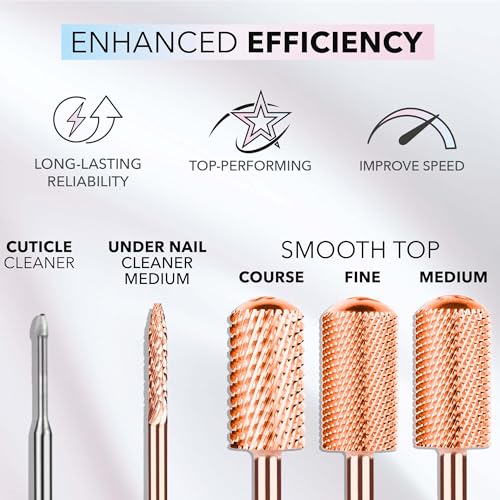 Kiara Sky 5-in-1 Rose Gold Nail Drill Bit for E-File - Fine