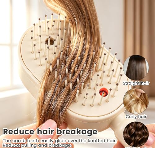 Fvaql Pink Electric Mist Air Cushion Massage Brush - 5 in 1 Detangling & Hydrating Hair Tool
