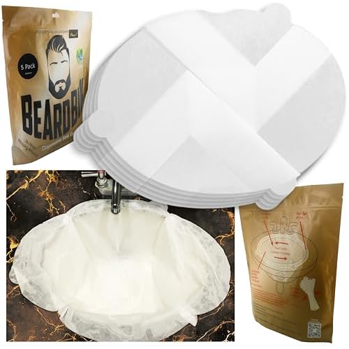 Beard Hair Catcher for Sink - Wet-Strength Shaving Guard, Patented Contour-Molding Sustainable Disposable Trimming Barrier for Mess-Free Grooming, Water Saving & Easy Bathroom Sink Cleanup by BeardBin