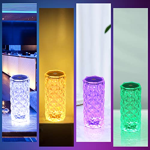 Crystal Touch Control Rose Lamp - 16 Color Dimmable LED Table Light