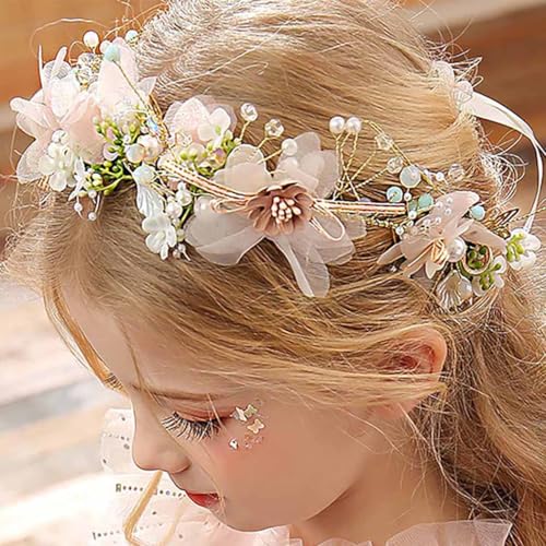 Campsis Pink Flower Girl Headpiece - Wedding Butterfly Headband (Pack of 2)
