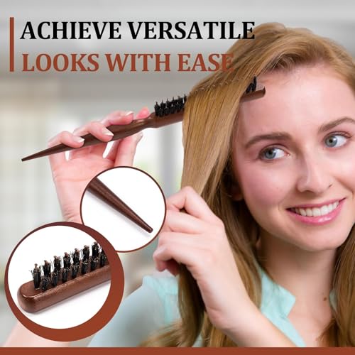 2-Pack Boar Bristle Hair Brushes for Men & Women - Smoothing & Teasing