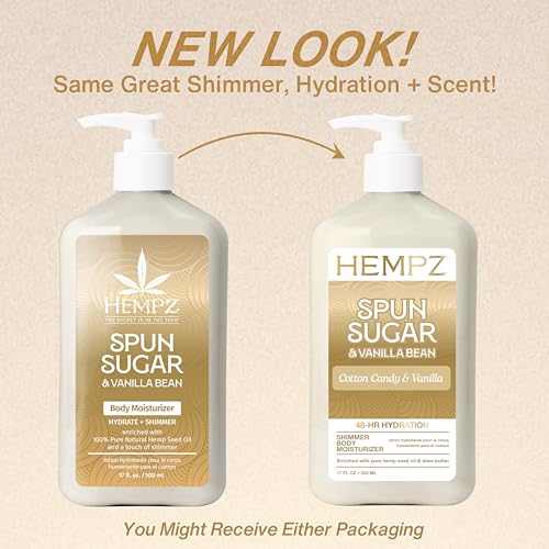 Hempz Spun Sugar & Vanilla Bean Moisturizing Body Lotion with Shimmer, 17 Oz