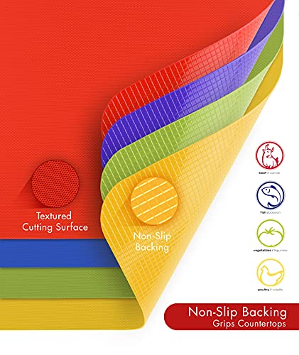 Dexas Heavy Duty Cutting Board Set - 4 Flexible Non-Slip Mats