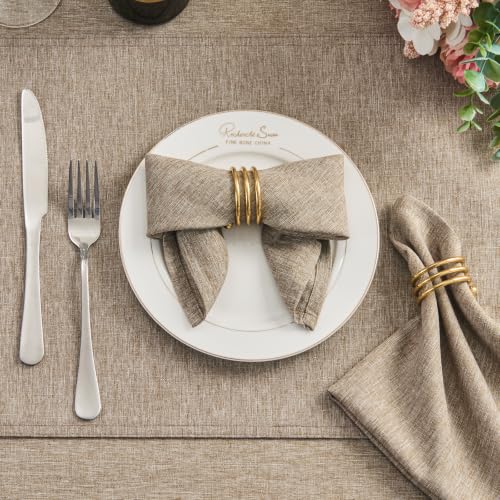 Flaxen Polyester Linen Cloth Napkins Set of 8 - Waterproof & Stain Resistant