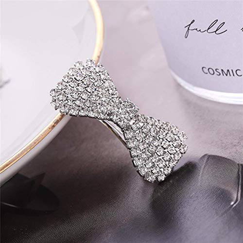 Ruihfas 2Pcs Crystal Rhinestone Mini Hair Bow Barrettes for Women & Girls