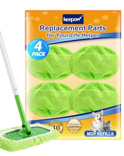 KEEPOW Dual-Material Mop Pads - 4 Pack Compatible with Swiffer