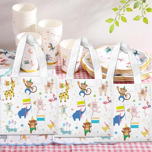 20 Pack Jungle Animal Gift Bags - Reusable Party Favor Bags