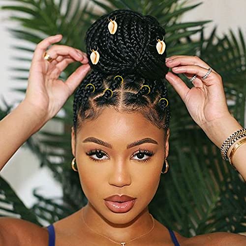 Jelyne 133 Pcs Hair Jewelry Set for Braids – Gold & Silver Locs Cuffs, Beads & Shell Charms