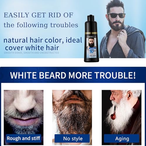 Onilyua 3-in-1 Black Beard Dye Shampoo for Men - Gray Hair Coverage