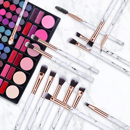 DUAIU 16-Piece Eyeshadow Brush Set with Pink Cosmetic Bag