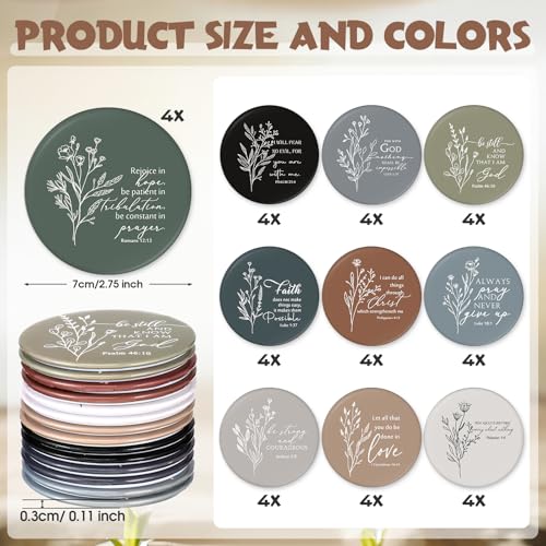 Religious Boho Christian Compact Mirror Bulk Set - 40 Pcs, Inspirational Bible Verses, 10 Styles for Women, Gift Ready
