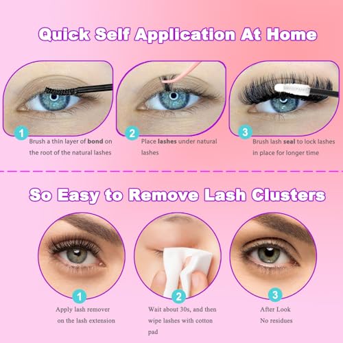 DAODER Cluster Lashes 640pcs Wispy Lash Extensions 9-13mm D Curl