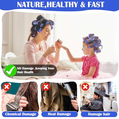 Large 12 Pack Self Grip Hair Rollers - Random Color for DIY Curls