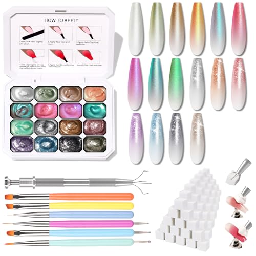 Karroy 16 Colors Glitter Gel Nail Polish Palette - Ombre Gradient