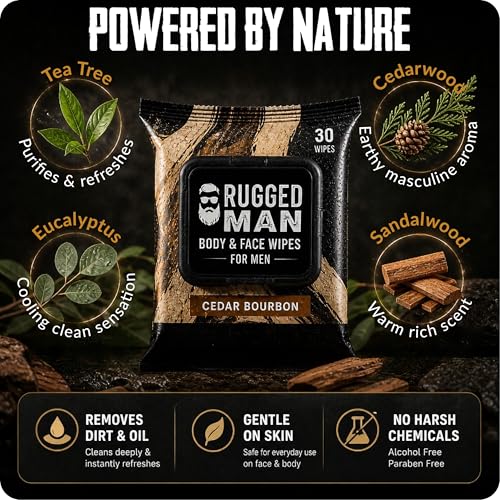 BLKSMITH Men's Body & Face Wipes - 120 Refreshing Wipes