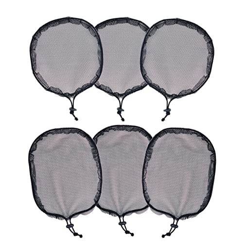 YTBYT 6 Pcs Black Weaving Net Cap Set – 3 Round 3 Square Nylon Hair Nets for Afro Puff & Ponytail Making
