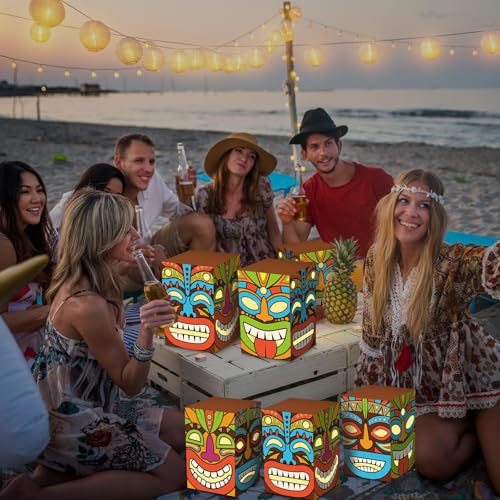 Hawaiian Tiki Party Decoration Boxes - 6pcs LED Centerpieces