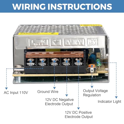 12V 5A Switching Power Supply - 60W AC to DC Adapter for LED Lights