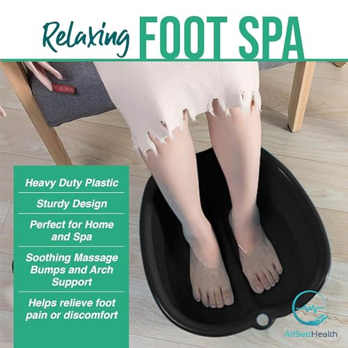 AllSett Health Black Foot Soaking Bath Basin – Extra Large Spa Tub for Home Treatment