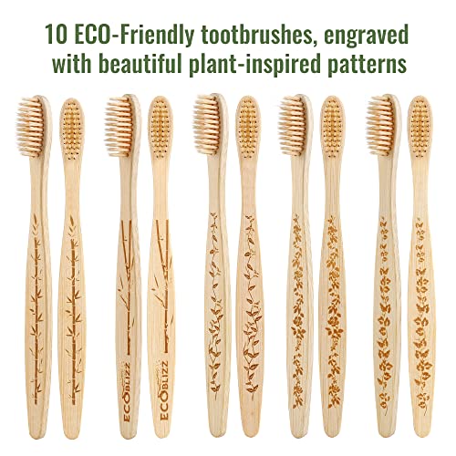 10 Pack Biodegradable Bamboo Toothbrushes - Eco-Friendly Soft Bristles