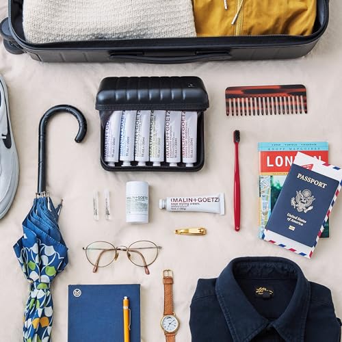 MALIN+GOETZ Best-Sellers Travel Kit | Six Everyday Essentials for Face, Body + Hair | Grapefruit Face Cleanser, Vitamin E Face Moisturizer, Peppermint Shampoo + More | Vegan, Travel-Friendly(6 x 1 oz)