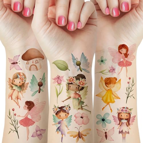 Fairy Temporary Tattoos - 12 Waterproof Floral Body Art Sheets