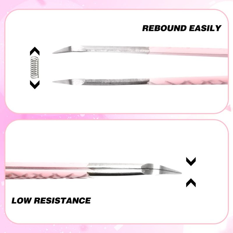 TDANCE Lash Tweezers for Eyelash Extensions - Fiber Tip Volume Boot Tweezers - Stainless Steel (Volume Boot Tweezer-Pink-T2,1Pcs)