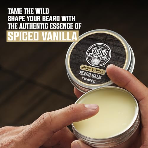 Viking Revolution Spiced Vanilla Beard Balm & Oil Bundle - 1.5oz Pack of 2 for Men