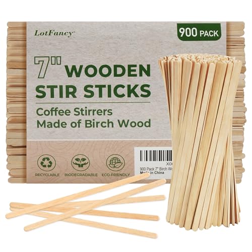 900Pcs Birch Wood Coffee Stirrers - 7 Inch Eco-Friendly Sticks