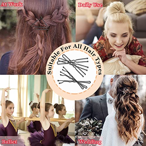 AITRAI 200 Pcs Black Bobby Pins & U-Shaped Hair Pins Kit with Box, 2.4 Inch