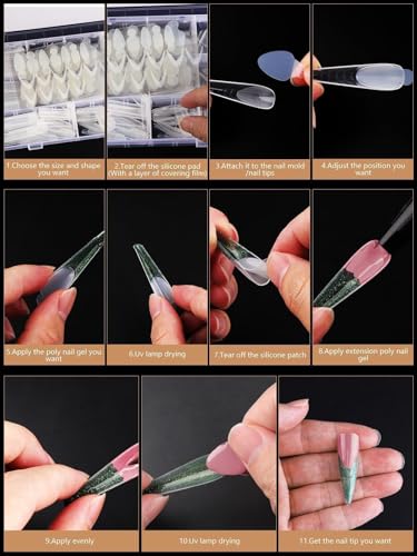 Poly Nail Extension Forms Set with Silicone Pads - Reusable French Manicure Tools