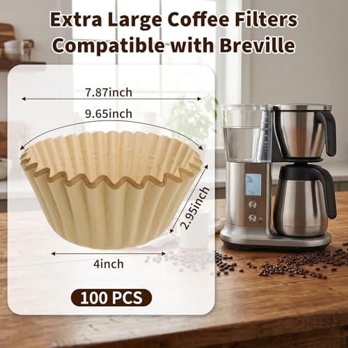 Extra Large Disposable Coffee Filters for Breville, 100 Pack