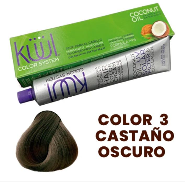 Kuul Color System Permanent Hair Color Cream - 3 Dark Brown (3.04oz)