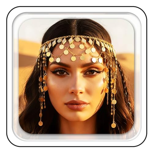 Kilshye Gold Sequin Tassel Head Chain Festival Costume Hair Jewelry