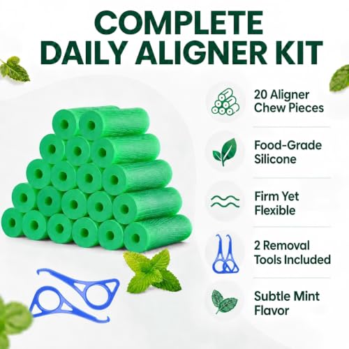 Aligner Chew for Invisalign - 20-Pack with Blue Removal Tools | Silicone Dental Accessories