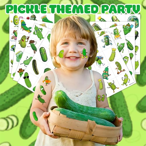 MeoIsDaBest Medium 96 PCS Funny Pickle Temporary Tattoos Kids Party Pack