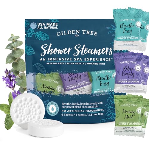 GILDEN TREE Shower Steamers Variety Pack with 3 Aromatherapy Scents - Sinus Relief & Relaxation, Made in USA