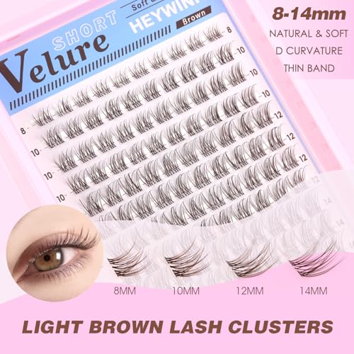 Velure Light Brown Lash Clusters Kit - 8-14mm Natural D Curl