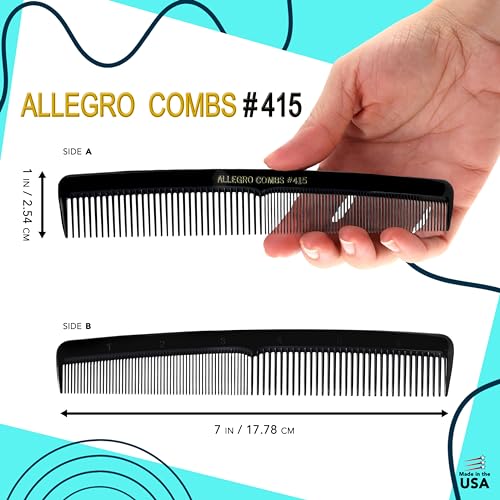 Allegro Combs #415 Professional Barber Comb Set - 12 Piece Hair Styling Kit