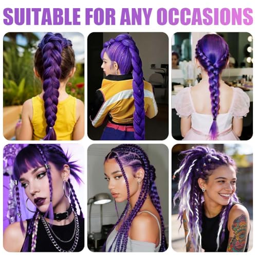 AOMIG Purple Braiding Hair 27 Inch 4PCS - Pre Stretched Crochet Extensions