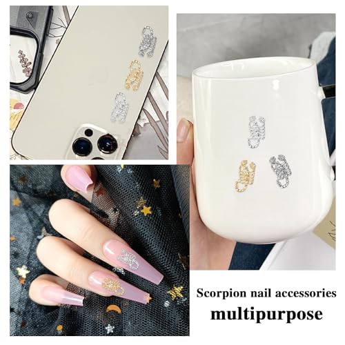 DANNEASY 30Pcs 3D Scorpion Nail Charms – Scorpion-Shape Alloy Nail Art, Flat-Back, Gold/Silver/Rose Gold/Black, Variation: Scorpion Series 3