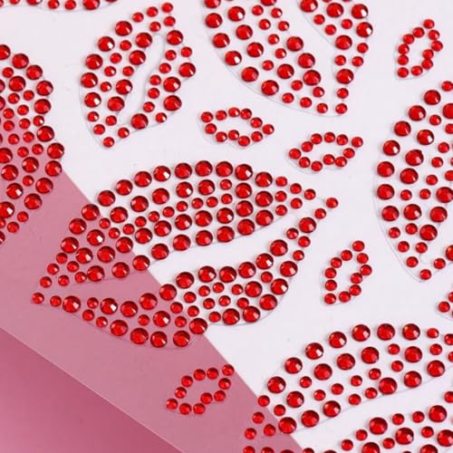 NOOEPC Red-Clear Face Gems Self-Adhesive Rhinestones for Makeup, Body & Hair, Festival & Rave Accessories