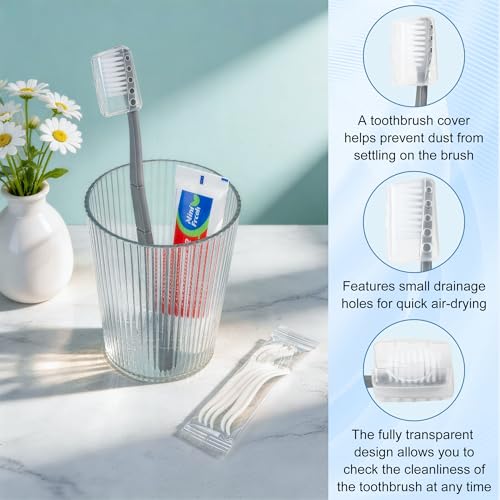 Kocpudu 5-Pack Travel Toothbrush & Toothpaste Kits with Floss Picks & Case