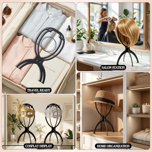 Portable Wig Stand 2 Pack - Stable Holder for Travel & Home