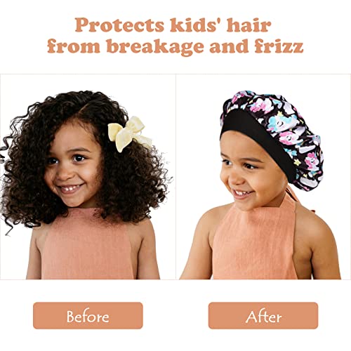 Selalu A01 4 Pcs Silk Satin Kids Bonnet Sleep Cap - Adjustable Unicorn Hair Wraps