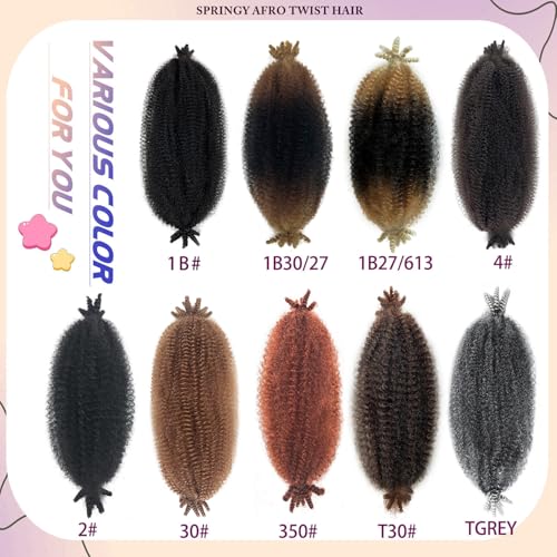 Sunsmilely 12 Inch Afro Twist Hair Extensions - 8 Packs Kinky Twist for Soft Locs, Color 2