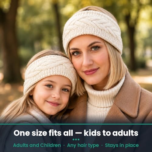 Handmade Himalayan Wool Headband - Wide Cable Knit Ear Warmer, White
