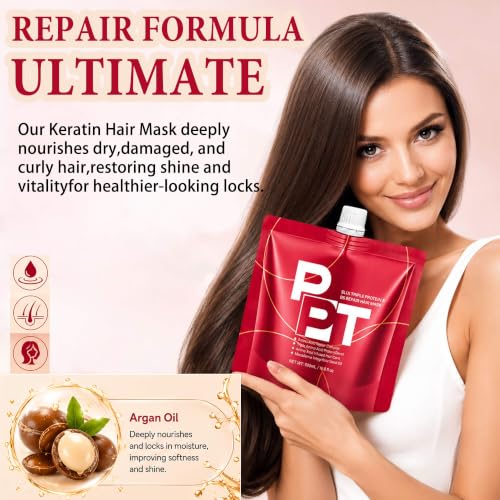 SLUJ Keratin Hair Mask - Deep Nourishing Repair for Damaged & Curly Hair, 16.9oz